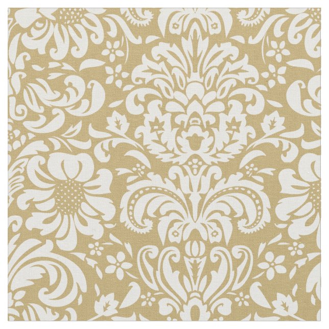 Tela Damasco dorado floral (De cerca)