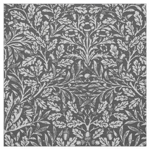 Tela Damasco floral Art Nouveau, gris plateado / gris