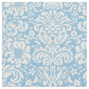 Tela Damasco floral azul cielo