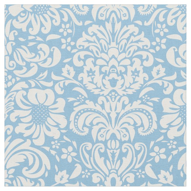 Tela Damasco floral azul cielo (De cerca)