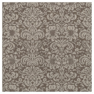 Tela Damasco floral de Mocha Brown