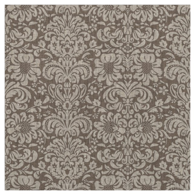 Tela Damasco floral de Mocha Brown (Retal)
