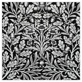 Tela Damasco floral de Nouveau del arte, blanco y negro