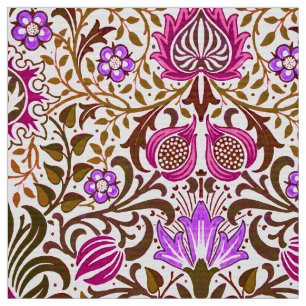 Tela Damasco floral jacobino, rosa, violeta y marrón