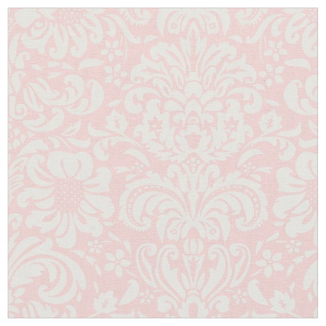 Tela Damasco floral rosa claro (De cerca)