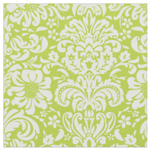 Tela Damasco floral verde de Apple