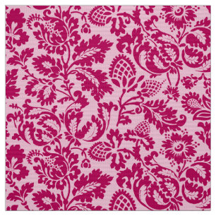 Tela Damasco floral William Morris, fucsia y rosa