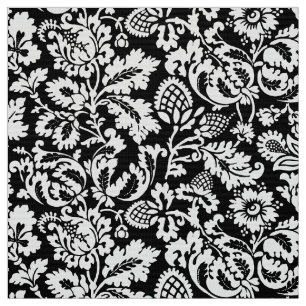 Tela Damasco floral William Morris, negro y blanco