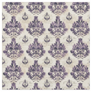 Tela Damasco morado en papel escrito a mano