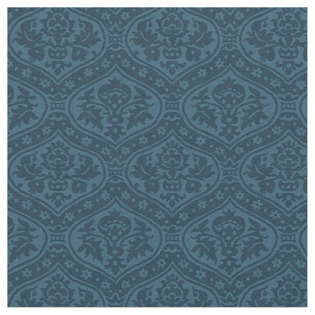 Tela Damasco renacentista a escala de muñeca, azul prus (De cerca)