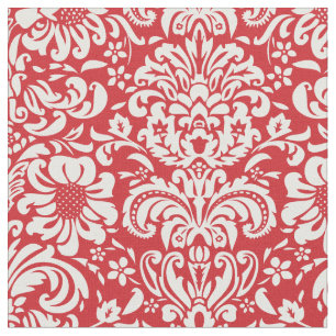Tela Damasco rojo floral