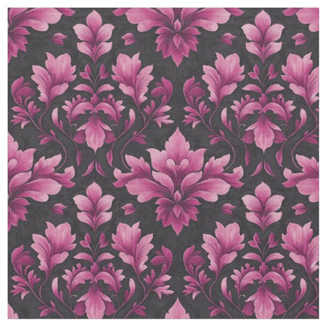 Tela Damasco rosado en negro (De cerca)