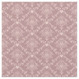 Tela Damask Corazones Rosas