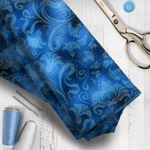 Tela Damask Floral Shimmer Sapphire Blue ID461