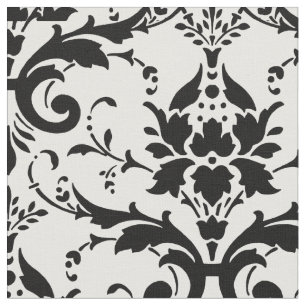 Tela Damask Ornate Diseño en blanco y negro