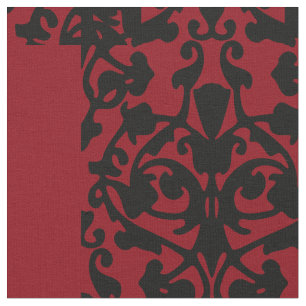 Tela Damask Ornate Diseño negro y rojo