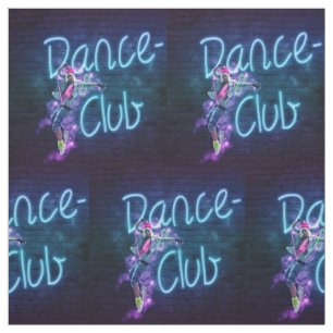 Tela Dance Club Neon Rótulo Fabric