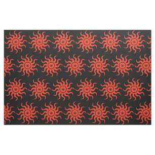 Tela Dancing Red Sun Abstract Fabric