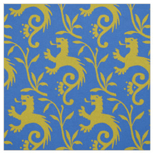 Tela Dande-Lions medievales sobre el azul