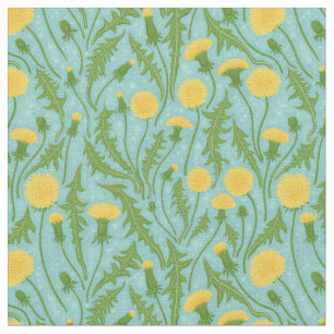 Tela Dandelions, verde, amarillo y azul