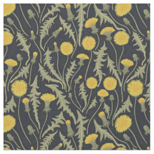 Tela Dandelions, verde, amarillo y negro