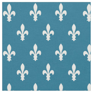 Tela Dark Cerulean Victorian Fleur de Lys Fabric