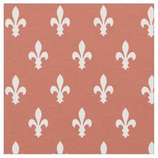 Tela Dark Coral Victorian Fleur de Lys Fabric