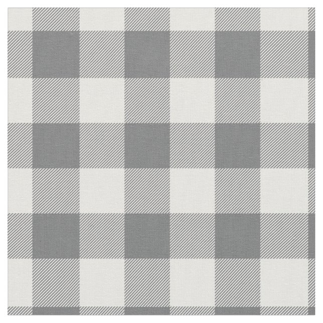 Tela Dark Grey & White Plaid Gingham (De cerca)