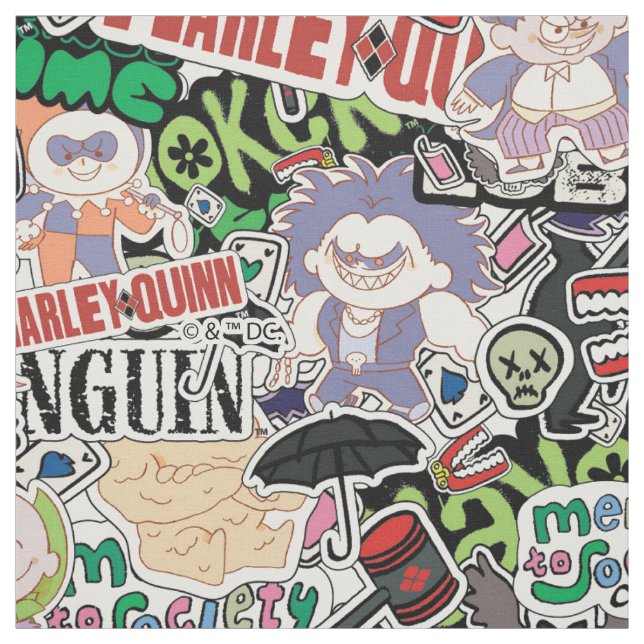 Tela DC Super-Villains Cartoon Pattern (Retal)