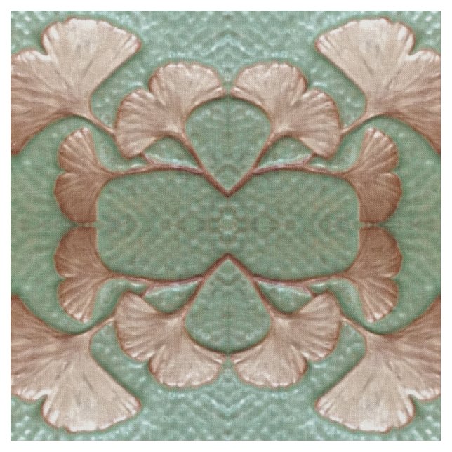 Tela de algodón con patrón de hoja de gingko (De cerca)