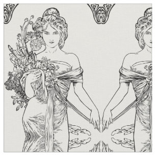 Tela de algodón de Alfonso Mucha del nouveau del