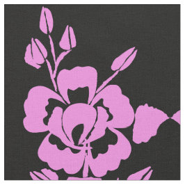 Tela de algodón de algodón de silueta rosa y negra