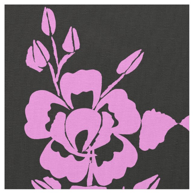 Tela de algodón de algodón de silueta rosa y negra (De cerca)
