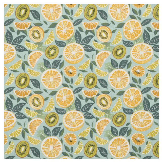 Tela de Algodón de Kiwi y Cítrico de Verano Tropic (Retal)