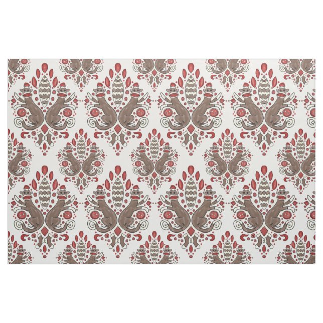 tela de algodón del damasco del mono del calcetín ("Cuarto gordo" (fat quarter))