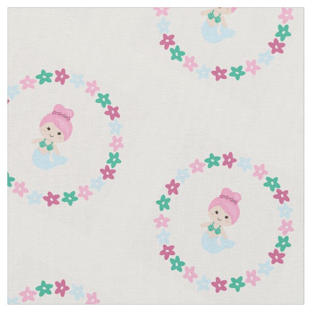 Tela de algodón linda de la sirena (De cerca)