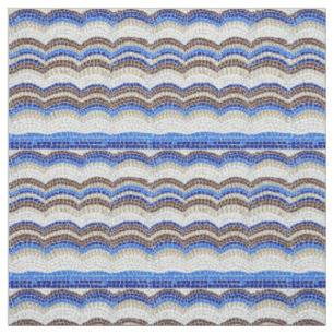 Tela de algodón peinada mosaico azul