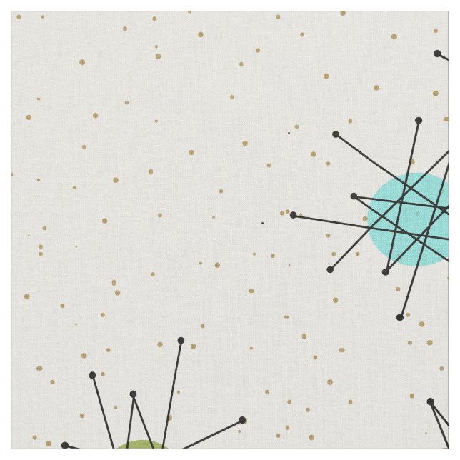 Tela de algodón peinada Starbursts atómica icónica (De cerca)