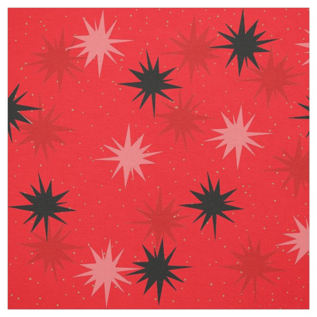 Tela de algodón peinada Starbursts roja atómica (Retal)
