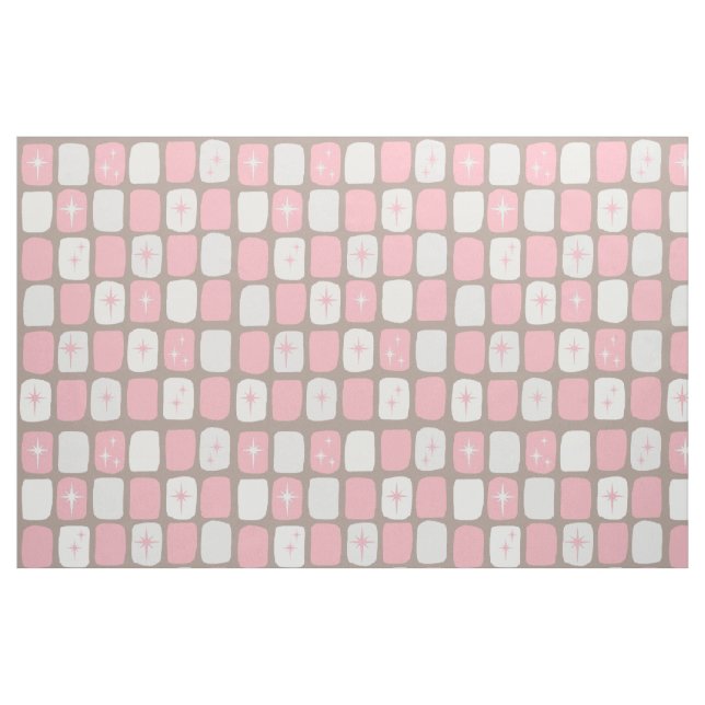 Tela de algodón peinada Starbursts rosada retra ("Cuarto gordo" (fat quarter))