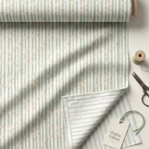 Tela de Algodón Peinado Floral Mini Raya Sage