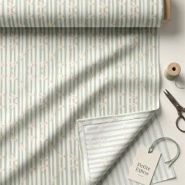 Tela de Algodón Peinado Floral Mini Raya Sage