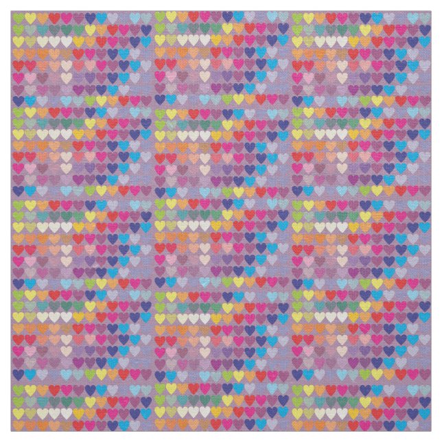 tela de arcoiris de corazones púrpuras (Retal)