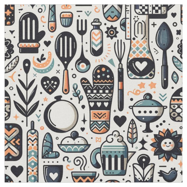 Tela de artesanía encantadora - Temática de cocina (De cerca)