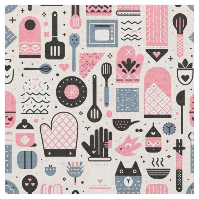 Tela de artesanía encantadora - Temática de cocina (De cerca)