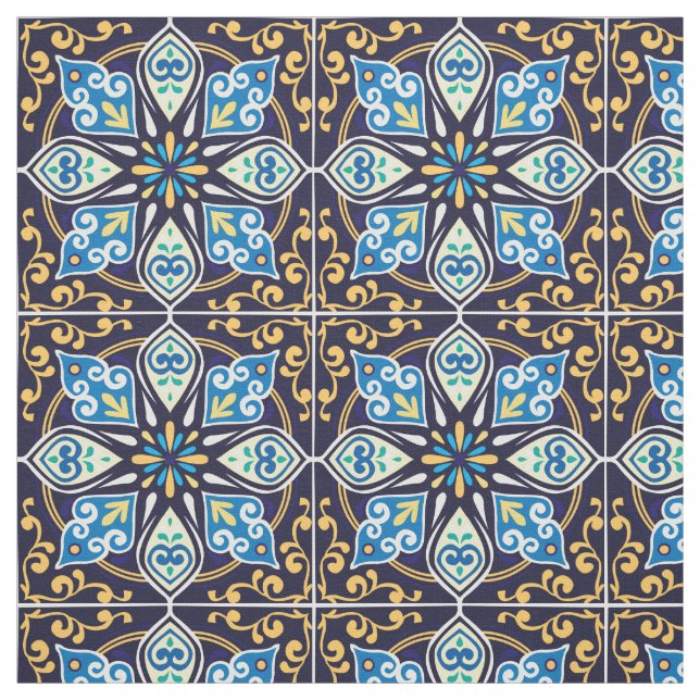 Tela de Azulejos amarillo y azul (Retal)