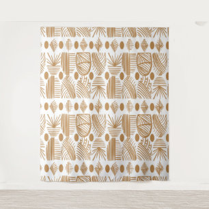 Tela de barro tribal caribeño: blanco, oro