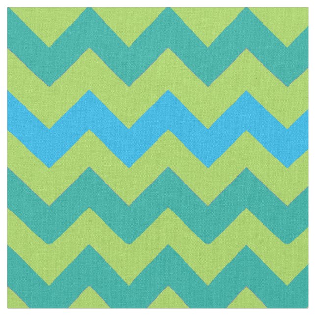 Tela de Chevrons azul y verde brillante (De cerca)