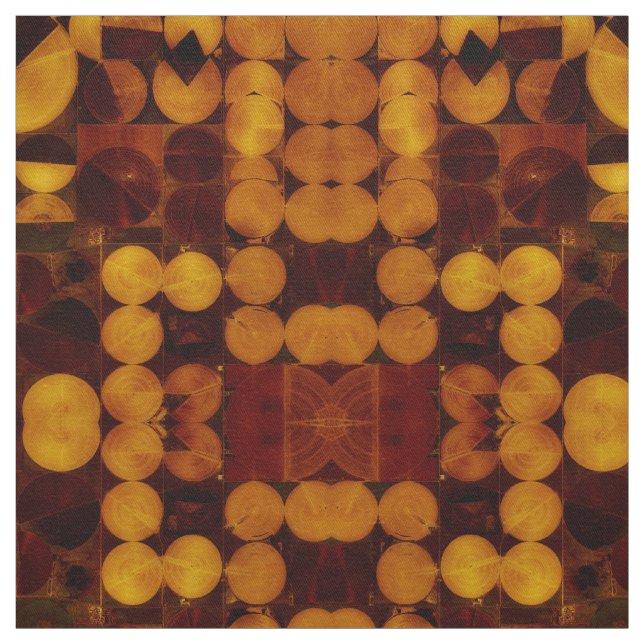 Tela de círculo abstracto de oro y marrón (Retal)