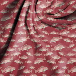 Tela de coser roja con estampado de pez pargo rojo